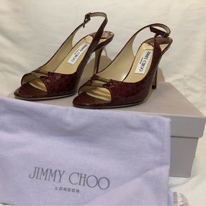 New Jimmy Choo patent open toe sling back